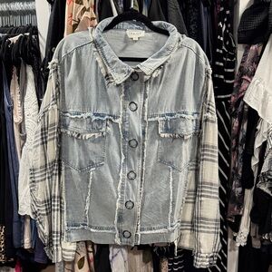 Oli & Hali Blue and Black Plaid Jean Jacket